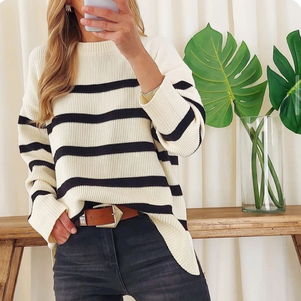 Striped Black and White Women's Sweater
